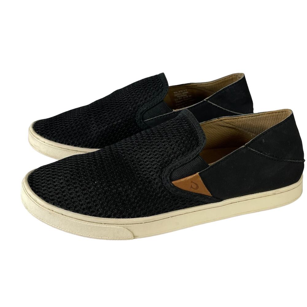 Olukai Pehuea Womens SIZE 9 Slip On Shoes Black Mesh Casual Breathable Comfort